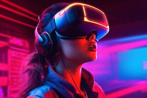 Stylized Portrait of a Woman Wearing a VR Headset photo
