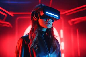 Stylized Portrait of a Woman Wearing a VR Headset photo