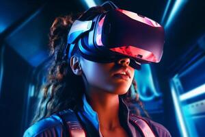 Stylized Portrait of a Woman Wearing a VR Headset photo