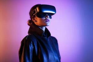 Stylized Portrait of a Woman Wearing a VR Headset photo