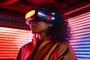 Stylized Portrait of a Woman Wearing a VR Headset photo