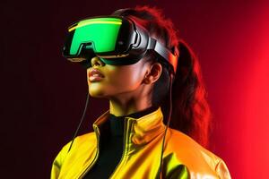 Stylized Portrait of a Woman Wearing a VR Headset photo