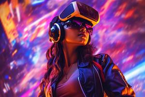 Stylized Portrait of a Woman Wearing a VR Headset photo