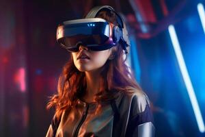 Stylized Portrait of a Woman Wearing a VR Headset photo