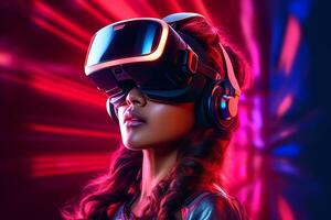 Stylized Portrait of a Woman Wearing a VR Headset photo