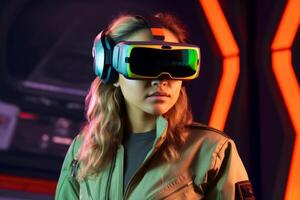 Stylized Portrait of a Woman Wearing a VR Headset photo