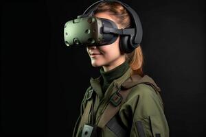 Stylized Portrait of a Woman Wearing a VR Headset photo