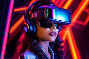 Stylized Portrait of a Woman Wearing a VR Headset photo