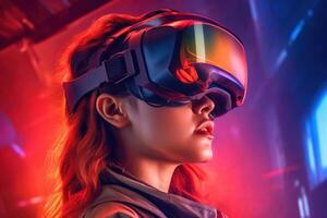 Stylized Portrait of a Woman Wearing a VR Headset photo