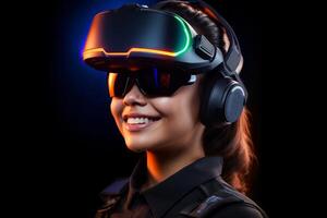 Stylized Portrait of a Woman Wearing a VR Headset photo