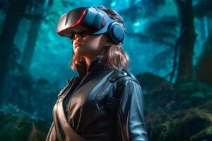 Stylized Portrait of a Woman Wearing a VR Headset photo