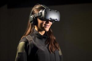 Stylized Portrait of a Woman Wearing a VR Headset photo
