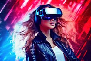 Stylized Portrait of a Woman Wearing a VR Headset photo
