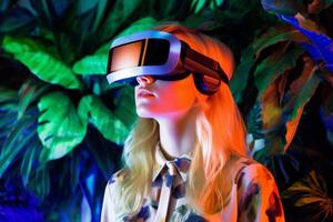 Stylized Portrait of a Woman Wearing a VR Headset photo