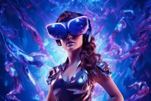 Stylized Portrait of a Woman Wearing a VR Headset photo
