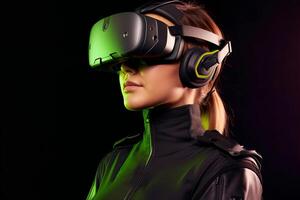 Stylized Portrait of a Woman Wearing a VR Headset photo