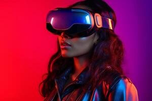 Stylized Portrait of a Woman Wearing a VR Headset photo