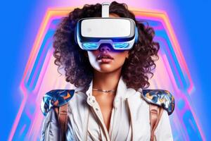 Stylized Portrait of a Woman Wearing a VR Headset photo