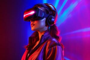 Stylized Portrait of a Woman Wearing a VR Headset photo