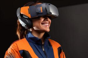 Stylized Portrait of a Woman Wearing a VR Headset photo