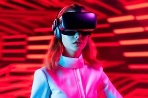 Stylized Portrait of a Woman Wearing a VR Headset photo