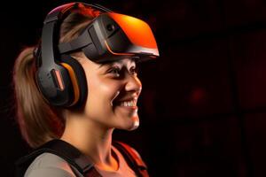 Stylized Portrait of a Woman Wearing a VR Headset photo