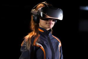 Stylized Portrait of a Woman Wearing a VR Headset photo