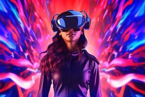 Stylized Portrait of a Woman Wearing a VR Headset photo