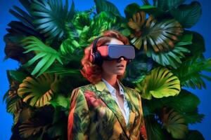 Stylized Portrait of a Woman Wearing a VR Headset photo