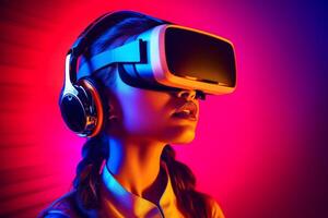 Stylized Portrait of a Woman Wearing a VR Headset photo