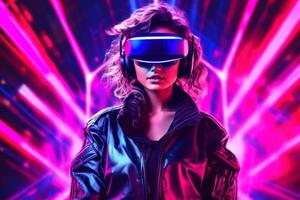 Stylized Portrait of a Woman Wearing a VR Headset photo