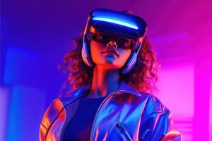 Stylized Portrait of a Woman Wearing a VR Headset photo