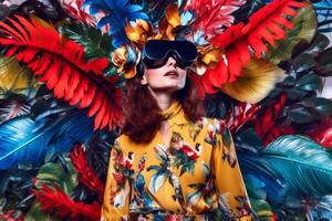 Stylized Portrait of a Woman Wearing a VR Headset photo