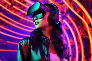 Stylized Portrait of a Woman Wearing a VR Headset photo