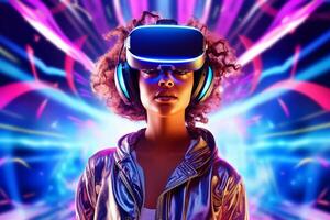 Stylized Portrait of a Woman Wearing a VR Headset photo