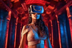 Stylized Portrait of a Woman Wearing a VR Headset photo