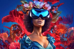 Stylized Portrait of a Woman Wearing a VR Headset photo