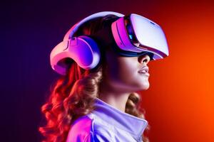 Stylized Portrait of a Woman Wearing a VR Headset photo
