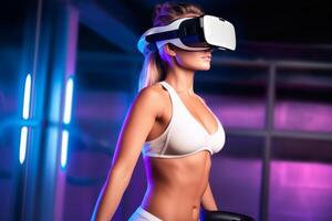 Stylized Portrait of a Woman Wearing a VR Headset photo