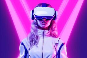 Stylized Portrait of a Woman Wearing a VR Headset photo