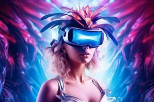 Stylized Portrait of a Woman Wearing a VR Headset photo