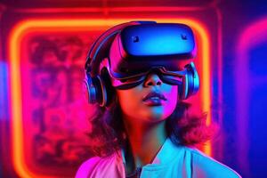 Stylized Portrait of a Woman Wearing a VR Headset photo