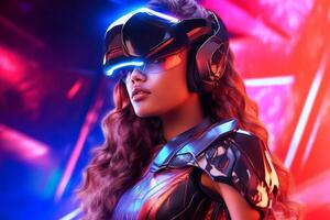 Stylized Portrait of a Woman Wearing a VR Headset photo
