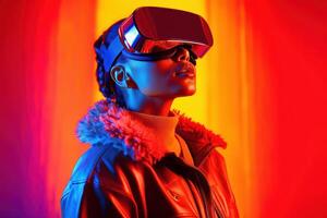 Stylized Portrait of a Woman Wearing a VR Headset photo
