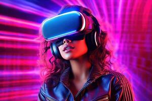 Stylized Portrait of a Woman Wearing a VR Headset photo