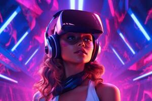 Stylized Portrait of a Woman Wearing a VR Headset photo