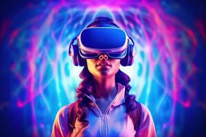 Stylized Portrait of a Woman Wearing a VR Headset photo