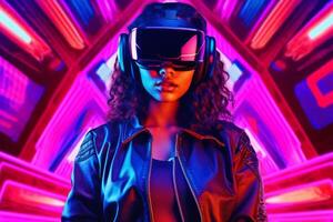 Stylized Portrait of a Woman Wearing a VR Headset photo