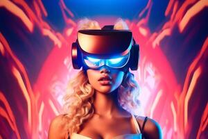 Stylized Portrait of a Woman Wearing a VR Headset photo