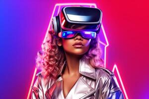Stylized Portrait of a Woman Wearing a VR Headset photo